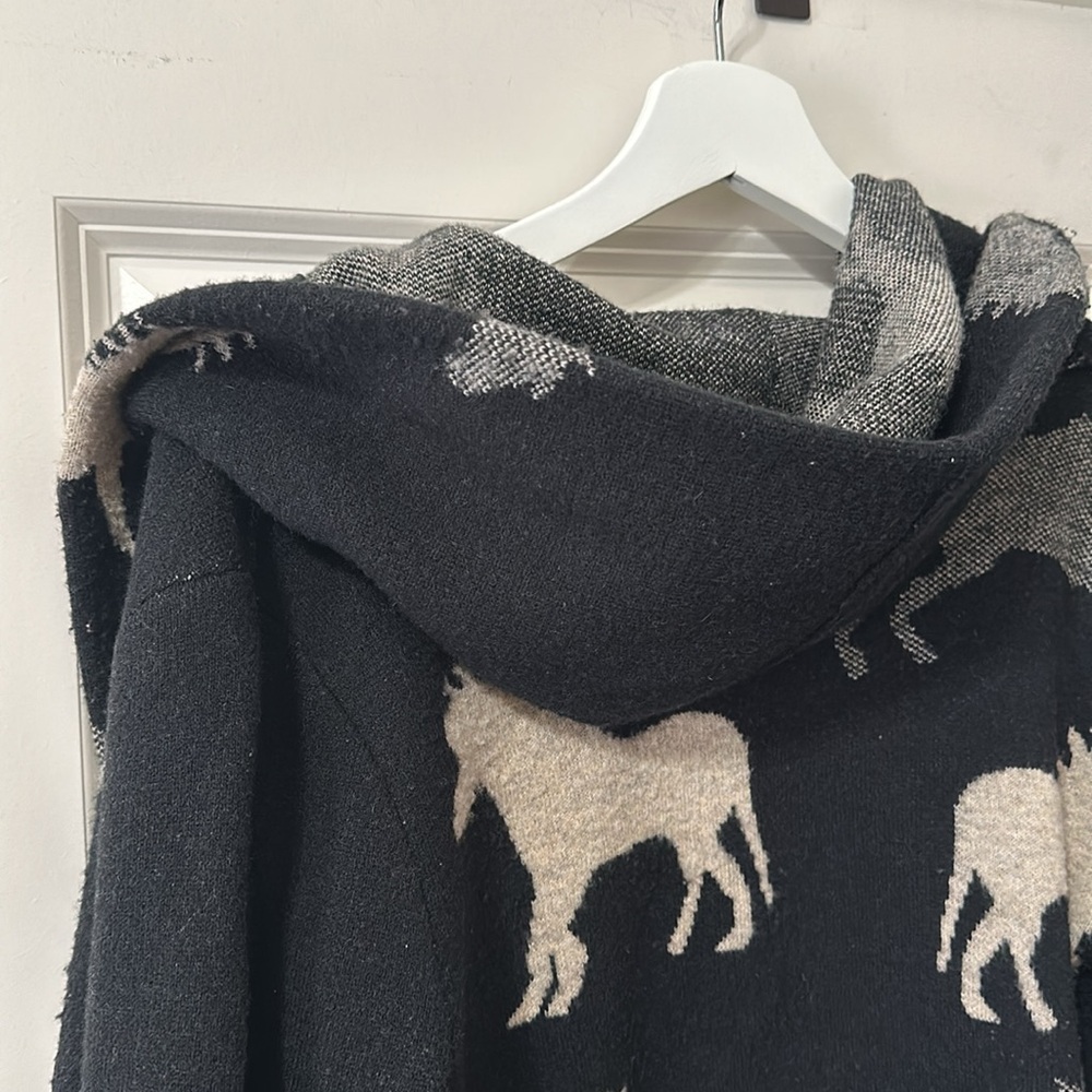 Anthropologie Field Flower Sedona Horse Lambswool Cardigan Hoodie - Picture 6 of 7
